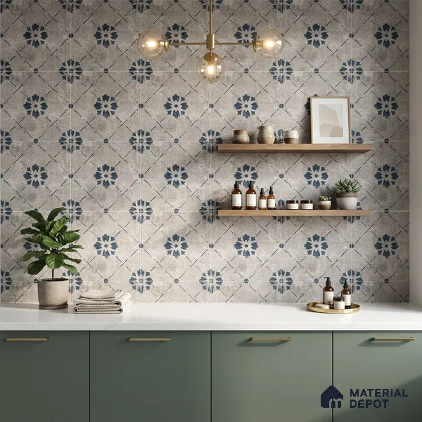 Moroccan Wall & Floor Tile TL 10457 B Bruma Silver 1 ft x 1 ft Vitrified Matte Finish - 9.5 mm | Suitable for Bathroom, Kitchen, Balcony | 2 mm Spacer is Mandatory | Please Expect a Slight Variation of Pattern