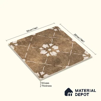 Moroccan Wall & Floor Tile TL 10457 Bruma Beige 1 ft x 1 ft Vitrified Matte Finish - 9.5 mm | Suitable for Bathroom, Kitchen, Balcony | 2 mm Spacer is Mandatory | Please Expect a Slight Variation of Pattern