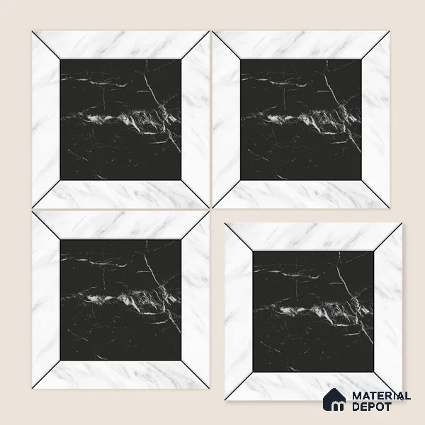Moroccan Wall & Floor Tile TL 10458 Cubic Black 1 ft x 1 ft Vitrified Matte Finish - 9.5 mm | Suitable for Bathroom, Kitchen, Balcony | 2 mm Spacer is Mandatory | Please Expect a Slight Variation of Pattern