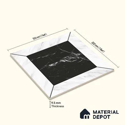 Moroccan Wall & Floor Tile TL 10458 Cubic Black 1 ft x 1 ft Vitrified Matte Finish - 9.5 mm | Suitable for Bathroom, Kitchen, Balcony | 2 mm Spacer is Mandatory | Please Expect a Slight Variation of Pattern