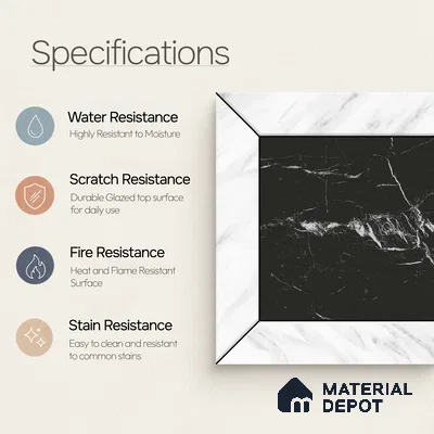 Moroccan Wall & Floor Tile TL 10458 Cubic Black 1 ft x 1 ft Vitrified Matte Finish - 9.5 mm | Suitable for Bathroom, Kitchen, Balcony | 2 mm Spacer is Mandatory | Please Expect a Slight Variation of Pattern