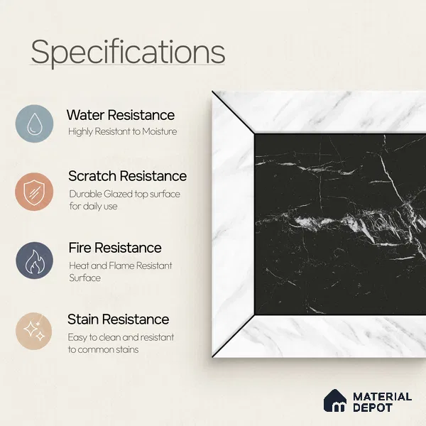 Moroccan Wall & Floor Tile TL 10458 Cubic Black 1 ft x 1 ft Vitrified Matte Finish - 9.5 mm | Suitable for Bathroom, Kitchen, Balcony | 2 mm Spacer is Mandatory | Please Expect a Slight Variation of Pattern
