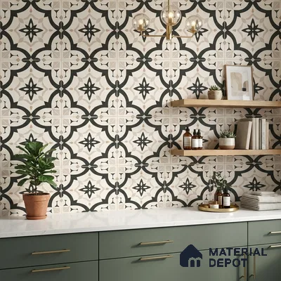 Moroccan Wall & Floor Tile TL 10459 Dimona 1 ft x 1 ft Vitrified Matte Finish - 9.5 mm | Suitable for Bathroom, Kitchen, Balcony | 2 mm Spacer is Mandatory | Please Expect a Slight Variation of Pattern