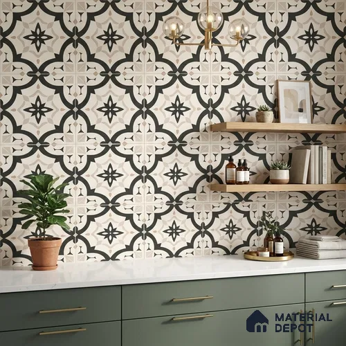 Moroccan Wall & Floor Tile TL 10459 Dimona 1 ft x 1 ft Vitrified Matte Finish - 9.5 mm | Suitable for Bathroom, Kitchen, Balcony | 2 mm Spacer is Mandatory | Please Expect a Slight Variation of Pattern