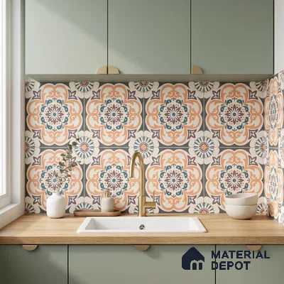 Moroccan Wall & Floor Tile TL 10460 Ergo 1 ft x 1 ft Vitrified Matte Finish - 9.5 mm | Suitable for Bathroom, Kitchen, Balcony | 2 mm Spacer is Mandatory | Please Expect a Slight Variation of Pattern