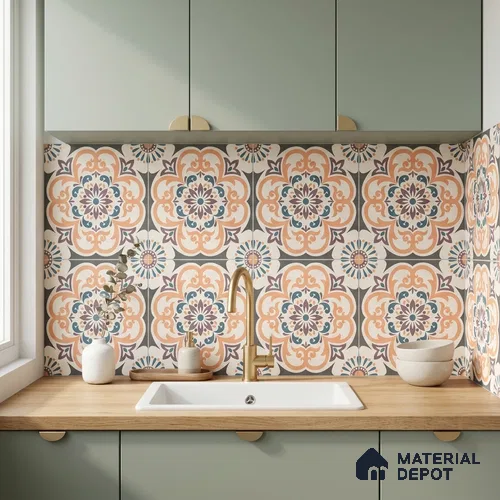 Moroccan Wall & Floor Tile TL 10460 Ergo 1 ft x 1 ft Vitrified Matte Finish - 9.5 mm | Suitable for Bathroom, Kitchen, Balcony | 2 mm Spacer is Mandatory | Please Expect a Slight Variation of Pattern