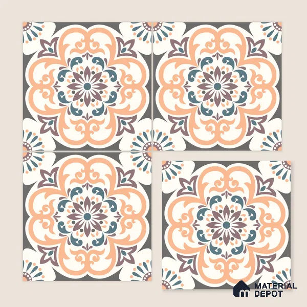Moroccan Wall & Floor Tile TL 10460 Ergo 1 ft x 1 ft Vitrified Matte Finish - 9.5 mm | Suitable for Bathroom, Kitchen, Balcony | 2 mm Spacer is Mandatory | Please Expect a Slight Variation of Pattern