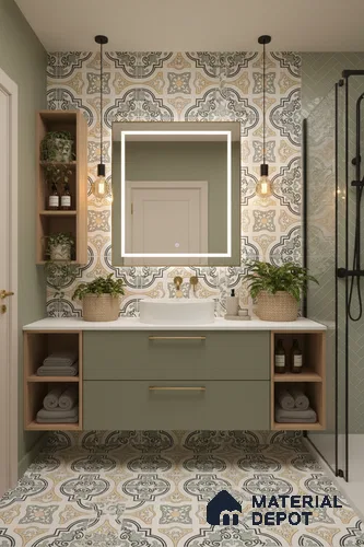 Moroccan Wall & Floor Tile TL 10461 Exotic 1 ft x 1 ft Vitrified Matte Finish - 9.5 mm | Suitable for Bathroom, Kitchen, Balcony | 2 mm Spacer is Mandatory | Please Expect a Slight Variation of Pattern