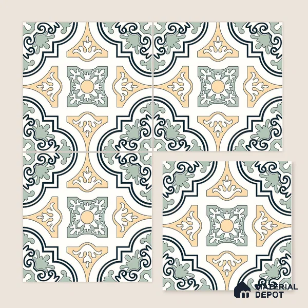 Moroccan Wall & Floor Tile TL 10461 Exotic 1 ft x 1 ft Vitrified Matte Finish - 9.5 mm | Suitable for Bathroom, Kitchen, Balcony | 2 mm Spacer is Mandatory | Please Expect a Slight Variation of Pattern