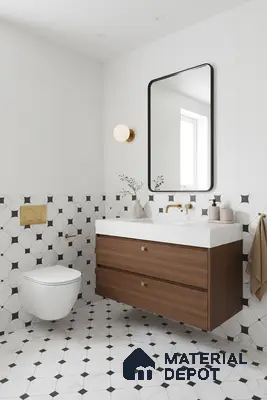 Moroccan Wall & Floor Tile TL 10462 Greybel 1 ft x 1 ft Vitrified Matte Finish - 9.5 mm | Suitable For Living Room, Bedroom, Kitchen | 2 mm Spacer is Mandatory | Please Expect a Slight Variation of Pattern