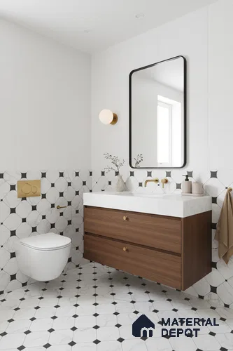 Moroccan Wall & Floor Tile TL 10462 Greybel Monochrome 1 ft x 1 ft Vitrified Matte Finish - 9.5 mm | Suitable for Bathroom, Kitchen, Entryway | 2 mm Spacer is Mandatory | Please Expect a Slight Variation of Pattern