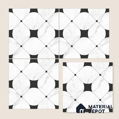 Moroccan Wall & Floor Tile TL 10462 Greybel Monochrome 1 ft x 1 ft Vitrified Matte Finish - 9.5 mm | Suitable for Bathroom, Kitchen, Entryway | 2 mm Spacer is Mandatory | Please Expect a Slight Variation of Pattern