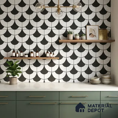 Moroccan Wall & Floor Tile TL 10463 Lyon Monochrome 1 ft x 1 ft Vitrified Matte Finish - 9.5 mm | Suitable for Bathroom, Kitchen, Entryway | 2 mm Spacer is Mandatory | Please Expect a Slight Variation of Pattern