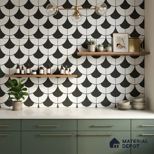 Moroccan Wall & Floor Tile TL 10463 Lyon Monochrome 1 ft x 1 ft Vitrified Matte Finish - 9.5 mm | Suitable for Bathroom, Kitchen, Entryway | 2 mm Spacer is Mandatory | Please Expect a Slight Variation of Pattern