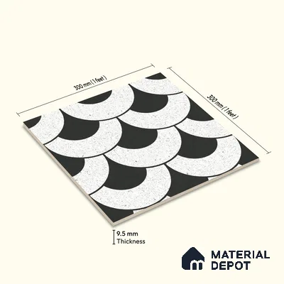 Moroccan Wall & Floor Tile TL 10463 Lyon Monochrome 1 ft x 1 ft Vitrified Matte Finish - 9.5 mm | Suitable for Bathroom, Kitchen, Entryway | 2 mm Spacer is Mandatory | Please Expect a Slight Variation of Pattern