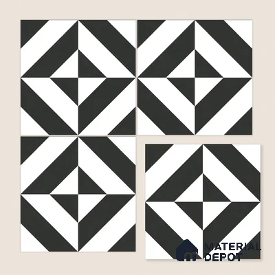 Moroccan Wall & Floor Tile TL 10464 Midnight Monochrome 1 ft x 1 ft Vitrified Matte Finish - 9.5 mm | Suitable for Bathroom, Kitchen, Balcony | 2 mm Spacer is Mandatory | Please Expect a Slight Variation of Pattern