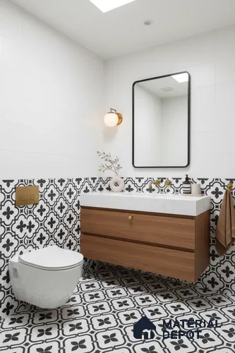 Moroccan Wall & Floor Tile TL 10465 Romano Monochrome 1 ft x 1 ft Vitrified Matte Finish - 9.5 mm | Suitable for Bathroom, Kitchen, Balcony | 2 mm Spacer is Mandatory | Please Expect a Slight Variation of Pattern