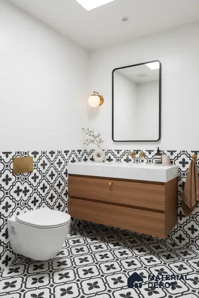 Moroccan Wall & Floor Tile TL 10465 Romano 1 ft x 1 ft Vitrified Matte Finish - 9.5 mm | Suitable For Living Room, Bedroom, Kitchen | 2 mm Spacer is Mandatory | Please Expect a Slight Variation of Pattern