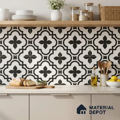 Moroccan Wall & Floor Tile TL 10465 Romano Monochrome 1 ft x 1 ft Vitrified Matte Finish - 9.5 mm | Suitable for Bathroom, Kitchen, Balcony | 2 mm Spacer is Mandatory | Please Expect a Slight Variation of Pattern