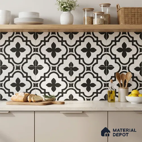 Moroccan Wall & Floor Tile TL 10465 Romano Monochrome 1 ft x 1 ft Vitrified Matte Finish - 9.5 mm | Suitable for Bathroom, Kitchen, Balcony | 2 mm Spacer is Mandatory | Please Expect a Slight Variation of Pattern