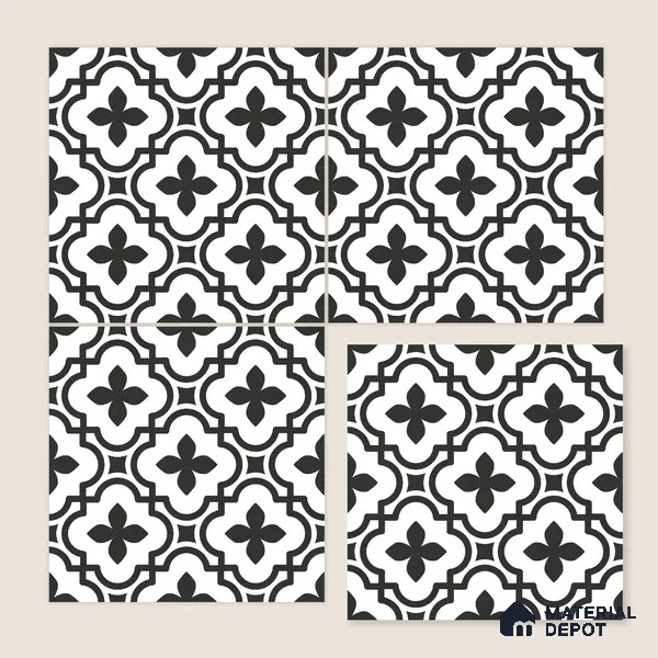 Moroccan Wall & Floor Tile TL 10465 Romano Monochrome 1 ft x 1 ft Vitrified Matte Finish - 9.5 mm | Suitable for Bathroom, Kitchen, Balcony | 2 mm Spacer is Mandatory | Please Expect a Slight Variation of Pattern