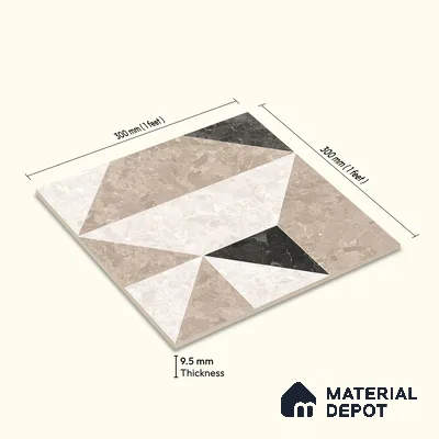 Moroccan Wall & Floor Tile TL 10466 Stanza 1 ft x 1 ft Vitrified Matte Finish - 9.5 mm | Suitable for Bathroom, Kitchen, Balcony | 2 mm Spacer is Mandatory | Please Expect a Slight Variation of Pattern
