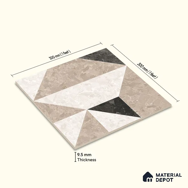 Moroccan Wall & Floor Tile TL 10466 Stanza 1 ft x 1 ft Vitrified Matte Finish - 9.5 mm | Suitable for Bathroom, Kitchen, Balcony | 2 mm Spacer is Mandatory | Please Expect a Slight Variation of Pattern