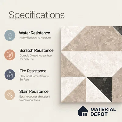 Moroccan Wall & Floor Tile TL 10466 Stanza 1 ft x 1 ft Vitrified Matte Finish - 9.5 mm | Suitable for Bathroom, Kitchen, Balcony | 2 mm Spacer is Mandatory | Please Expect a Slight Variation of Pattern