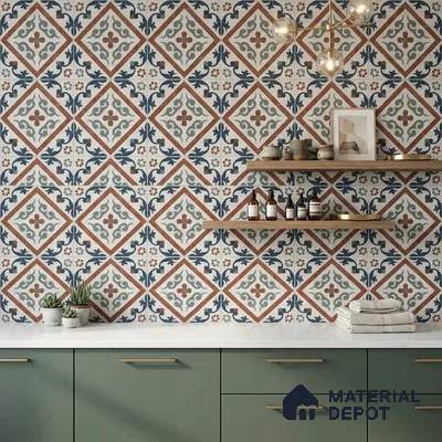 Moroccan Wall & Floor Tile TL 10467 Storm Blue 1 ft x 1 ft Vitrified Matte Finish - 9.5 mm | Suitable for Bathroom, Kitchen, Balcony | 2 mm Spacer is Mandatory | Please Expect a Slight Variation of Pattern