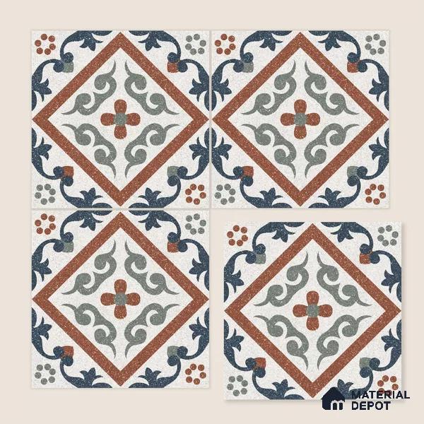 Moroccan Wall & Floor Tile TL 10467 Storm Blue 1 ft x 1 ft Vitrified Matte Finish - 9.5 mm | Suitable for Bathroom, Kitchen, Balcony | 2 mm Spacer is Mandatory | Please Expect a Slight Variation of Pattern