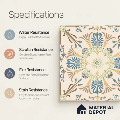 Moroccan Wall & Floor Tile TL 10468 Brisa 1 ft x 1 ft Vitrified Glue Granula Matte Finish - 9.5 mm | Suitable for Bathroom, Kitchen, Balcony | 2 mm Spacer is Mandatory | Please Expect a Slight Variation of Pattern