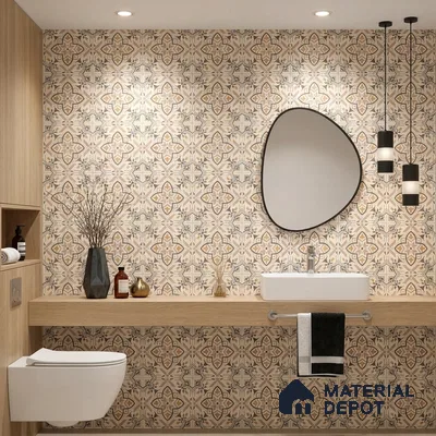 Moroccan Wall & Floor Tile TL 10469 Davis 1 ft x 1 ft Vitrified Glue Granula Matte Finish - 9.5 mm | Suitable for Bathroom, Kitchen, Balcony | 2 mm Spacer is Mandatory | Please Expect a Slight Variation of Pattern