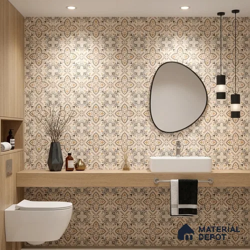 Moroccan Wall & Floor Tile TL 10469 Davis 1 ft x 1 ft Vitrified Glue Granula Matte Finish - 9.5 mm | Suitable for Bathroom, Kitchen, Balcony | 2 mm Spacer is Mandatory | Please Expect a Slight Variation of Pattern