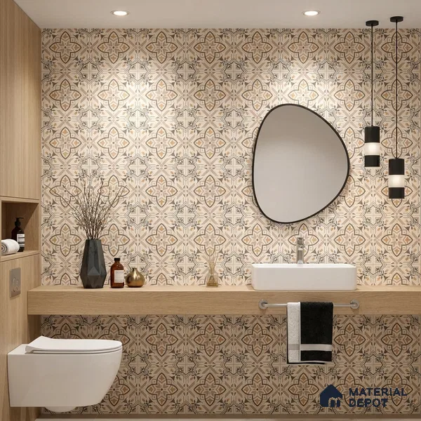 Moroccan Wall & Floor Tile TL 10469 Davis 1 ft x 1 ft Vitrified Glue Granula Matte Finish - 9.5 mm | Suitable for Bathroom, Kitchen, Balcony | 2 mm Spacer is Mandatory | Please Expect a Slight Variation of Pattern