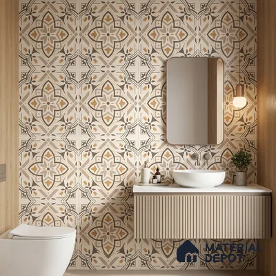 Moroccan Wall & Floor Tile TL 10469 Davis 1 ft x 1 ft Vitrified Glue Granula Matte Finish - 9.5 mm | Suitable for Bathroom, Kitchen, Balcony | 2 mm Spacer is Mandatory | Please Expect a Slight Variation of Pattern
