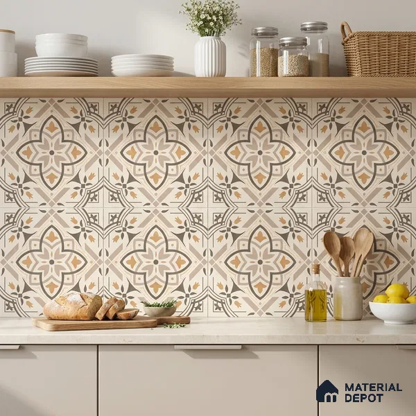 Moroccan Wall & Floor Tile TL 10469 Davis 1 ft x 1 ft Vitrified Glue Granula Matte Finish - 9.5 mm | Suitable for Bathroom, Kitchen, Balcony | 2 mm Spacer is Mandatory | Please Expect a Slight Variation of Pattern