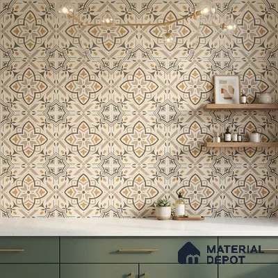 Moroccan Wall & Floor Tile TL 10469 Davis 1 ft x 1 ft Vitrified Glue Granula Matte Finish - 9.5 mm | Suitable for Bathroom, Kitchen, Balcony | 2 mm Spacer is Mandatory | Please Expect a Slight Variation of Pattern