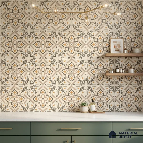 Moroccan Wall & Floor Tile TL 10469 Davis 1 ft x 1 ft Vitrified Glue Granula Matte Finish - 9.5 mm | Suitable for Bathroom, Kitchen, Balcony | 2 mm Spacer is Mandatory | Please Expect a Slight Variation of Pattern