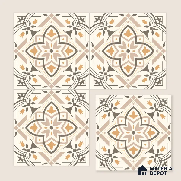 Moroccan Wall & Floor Tile TL 10469 Davis 1 ft x 1 ft Vitrified Glue Granula Matte Finish - 9.5 mm | Suitable for Bathroom, Kitchen, Balcony | 2 mm Spacer is Mandatory | Please Expect a Slight Variation of Pattern