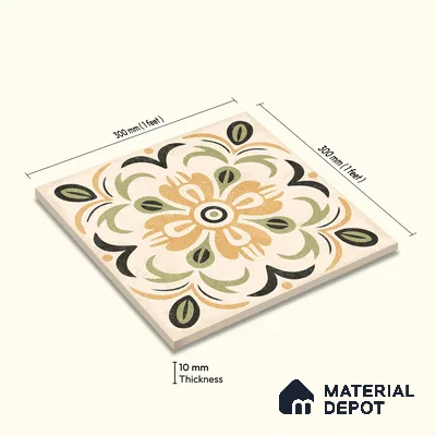 Moroccan Wall Tile TL 10470 Dublin 1 ft x 1 ft Vitrified Glue Granula Matte Finish - 9.5 mm | Suitable for Bathroom, Kitchen, Balcony | 2 mm Spacer is Mandatory | Please Expect a Slight Variation of Pattern