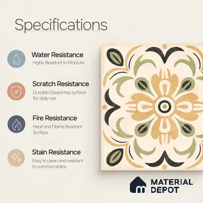 Moroccan Wall Tile TL 10470 Dublin 1 ft x 1 ft Vitrified Glue Granula Matte Finish - 9.5 mm | Suitable for Bathroom, Kitchen, Balcony | 2 mm Spacer is Mandatory | Please Expect a Slight Variation of Pattern