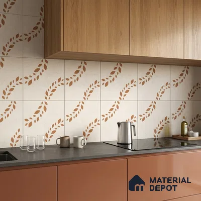 Moroccan Wall Tile TL 10471 Flare 1 ft x 1 ft Vitrified Glue Granula Matte Finish - 9.5 mm | Suitable for Bathroom, Kitchen, Balcony | 2 mm Spacer is Mandatory | Please Expect a Slight Variation of Pattern