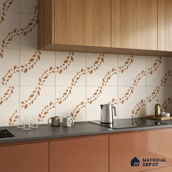 Moroccan Wall Tile TL 10471 Flare 1 ft x 1 ft Vitrified Glue Granula Matte Finish - 9.5 mm | Suitable for Bathroom, Kitchen, Balcony | 2 mm Spacer is Mandatory | Please Expect a Slight Variation of Pattern