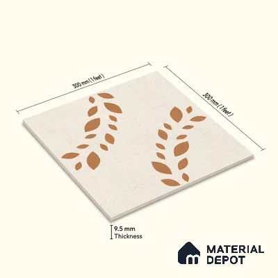 Moroccan Wall Tile TL 10471 Flare 1 ft x 1 ft Vitrified Glue Granula Matte Finish - 9.5 mm | Suitable for Bathroom, Kitchen, Balcony | 2 mm Spacer is Mandatory | Please Expect a Slight Variation of Pattern