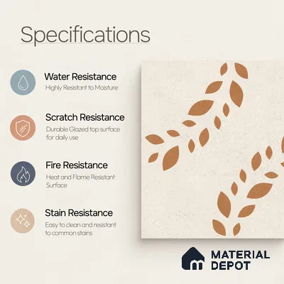 Moroccan Wall Tile TL 10471 Flare 1 ft x 1 ft Vitrified Glue Granula Matte Finish - 9.5 mm | Suitable for Bathroom, Kitchen, Balcony | 2 mm Spacer is Mandatory | Please Expect a Slight Variation of Pattern