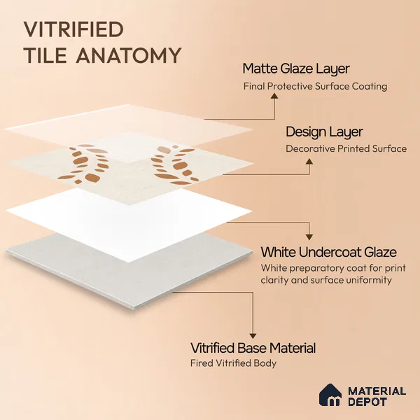 Moroccan Wall Tile TL 10471 Flare 1 ft x 1 ft Vitrified Glue Granula Matte Finish - 9.5 mm | Suitable for Bathroom, Kitchen, Balcony | 2 mm Spacer is Mandatory | Please Expect a Slight Variation of Pattern