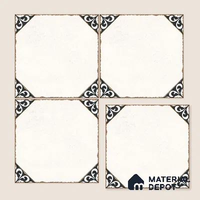 Moroccan Wall & Floor Athangudi Tile TL 10472 B Menta Black 1 ft x 1 ft Vitrified Glue Granula Matte Finish - 9.5 mm | Suitable for Bathroom, Kitchen, Balcony | 2 mm Spacer is Mandatory | Please Expect a Slight Variation of Pattern