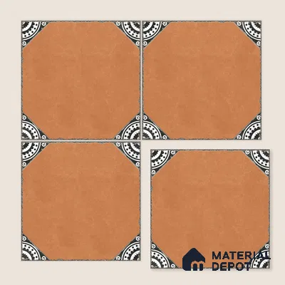 Moroccan Wall & Floor Athangudi Tile TL 10472 C Menta Brown 1 ft x 1 ft Vitrified Glue Granula Matte Finish - 9.5 mm | Suitable for Bathroom, Kitchen, Balcony | 2 mm Spacer is Mandatory | Please Expect a Slight Variation of Pattern