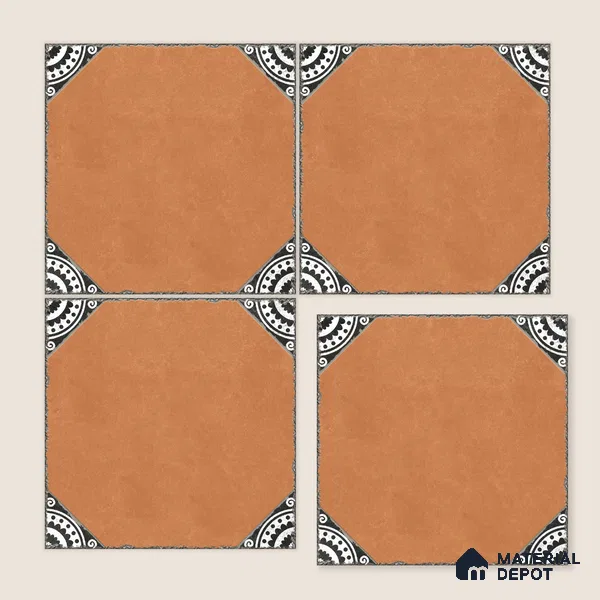Moroccan Wall & Floor Athangudi Tile TL 10472 C Menta Brown 1 ft x 1 ft Vitrified Glue Granula Matte Finish - 9.5 mm | Suitable for Bathroom, Kitchen, Balcony | 2 mm Spacer is Mandatory | Please Expect a Slight Variation of Pattern