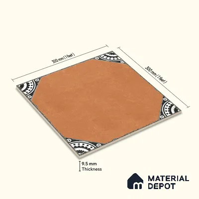 Moroccan Wall & Floor Athangudi Tile TL 10472 C Menta Brown 1 ft x 1 ft Vitrified Glue Granula Matte Finish - 9.5 mm | Suitable for Bathroom, Kitchen, Balcony | 2 mm Spacer is Mandatory | Please Expect a Slight Variation of Pattern